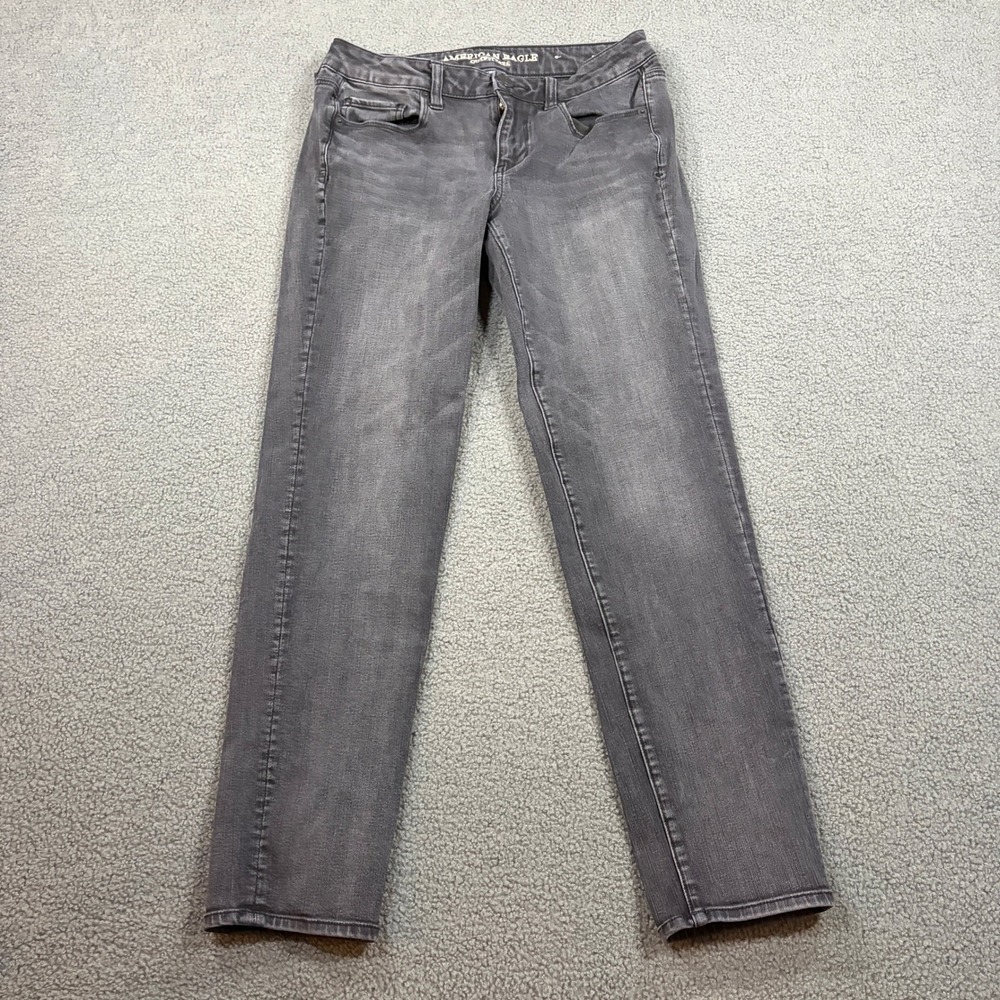 American Eagle Jeans Womens 8 Gray Skinny Super Stretch X4 Denim Pants Regular